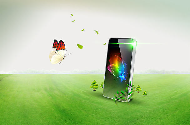 PSD 나무 식물 편집이미지 별 선 나비 자연 나뭇잎 정보기술 잔디 사람없음 그래픽 초록색 전자제품 스마트폰 핸드폰 자연보호 환경 디지털 그린캠페인 에코 친환경 첨단기기 이미지편집 자연요소 캠페인 컬러 곤충 잎 기술 스마트기기 기계 보호 생태계 파일형식