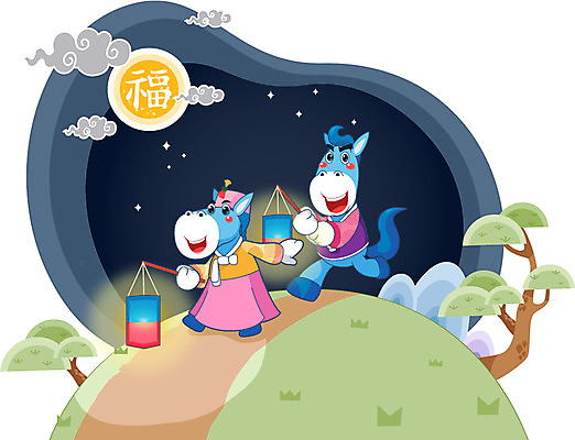 전신 나무 식물 동물 구름 캐릭터 별 동물캐릭터 일러스트 밤하늘 전등 조명 새해 서기 사람없음 십이지신 말_동물 전통의상 한복 신년캐릭터 언덕 말띠 2014년 갑오년 말캐릭터 일러캐릭터 AI파일 자연요소 한국전통 전통 포유류 모션 하늘 야간 연도 파일형식 벡터