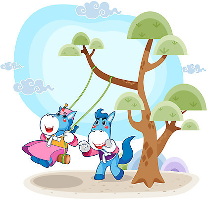 전신 나무 식물 동물 구름 캐릭터 동물캐릭터 일러스트 새해 서기 앉기 사람없음 전통놀이 십이지신 말_동물 밀기 전통의상 한복 신년캐릭터 그네 말띠 2014년 갑오년 말캐릭터 일러캐릭터 AI파일 자연요소 한국전통 전통 포유류 모션 놀이 연도 파일형식 벡터