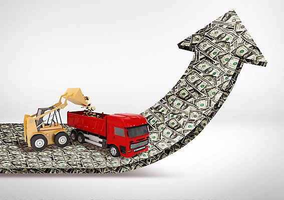 PSD 편집이미지 화살표 지폐 돈 비즈니스 그림자 사람없음 금융 경제 3D 달러 동전 기계 트럭 중장비 불도저 방향 상승 금융비즈니스 이미지편집 편집3D 컨셉 자동차 산업장비 재산 디지털합성 파일형식