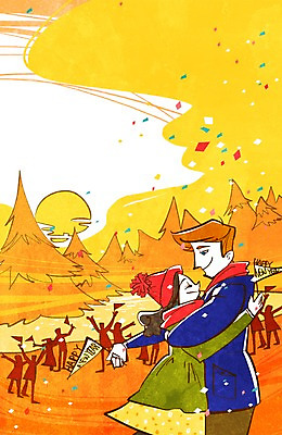 PSD 나무 식물 커플 여자 남자 행복 일러스트 안기 새해 서기 들기 사람 이벤트 여러명 상반신 성인 태양 파티 일출 노을 새해인사 축하 깃발 인사 꽃가루 해피뉴이어 신년파티 성인만 국내일러스트 자연요소 감정 다수 컨셉 관계 모션 예절 가루 파일형식