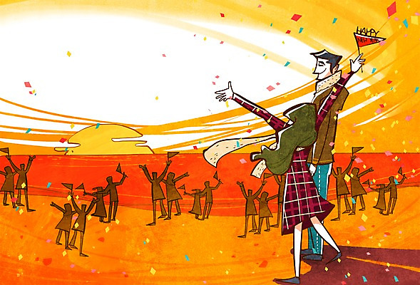 전신 PSD 커플 여자 남자 행복 바다 일러스트 새해 서기 들기 사람 이벤트 여러명 성인 태양 파티 일출 노을 새해인사 축하 깃발 인사 꽃가루 해피뉴이어 신년파티 성인만 국내일러스트 자연요소 감정 다수 컨셉 관계 모션 예절 가루 파일형식