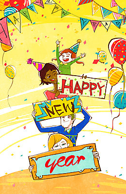 PSD 배너템플릿 여자 남자 행복 어린이 일러스트 새해 들기 사람 소녀 이벤트 여러명 상반신 성인 파티 고깔모자 새해인사 현수막 축하 인사 해피뉴이어 풍선 신년파티 국내일러스트 템플릿 모자_잡화 배너 감정 다수 컨셉 모션 예절 파일형식