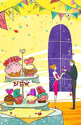 전신 PSD 여자 남자 행복 음식 와인잔 일러스트 창문 탁자 밤하늘 새해 주류 서기 들기 사람 이벤트 성인 두명 파티 케이크 새해인사 축하 인사 해피뉴이어 신년파티 성인만 국내일러스트 감정 음료 가구 컨셉 술잔 모션 하늘 디저트 예절 야간 파일형식