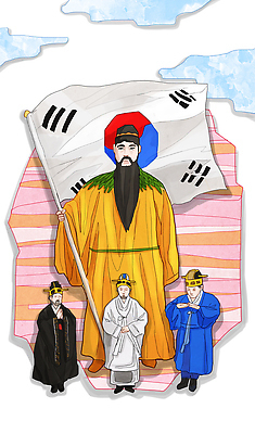 전신 PSD 기념일 남자 일러스트 서기 들기 사람 여러명 성인 공휴일 희망 깃발 자신감 역사 국기 한국사 태극기 전통의상 한복 국경일 열정 위인 신화 역사인물 개천절 단군 단군신화 환웅 남자만 성인남자만 성인만 국내일러스트 한국전통 전통 감정 다수 모션 이벤트 파일형식