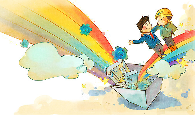 전신 PSD 구름 건축물 남자 무지개 일러스트 비즈니스 어깨동무 협력 노동자 서기 사람 성인 두명 건물 상자 도움 직장인 비즈니스맨 목표 안전모 동료 열정 화합 노사화합 노사관계 노사협력 남자만 성인남자만 성인만 국내일러스트 자연요소 직업 건축 감정 포즈 컨셉 관계 모션 헬멧 안전장비 파일형식