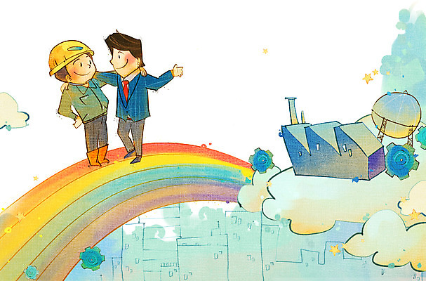 전신 PSD 건축물 남자 무지개 일러스트 비즈니스 공장 어깨동무 협력 노동자 서기 사람 손짓 성인 두명 건물 도움 직장인 비즈니스맨 목표 안전모 동료 열정 화합 노사화합 노사관계 노사협력 남자만 성인남자만 성인만 국내일러스트 자연요소 직업 건축 감정 포즈 컨셉 공업 관계 모션 헬멧 안전장비 파일형식