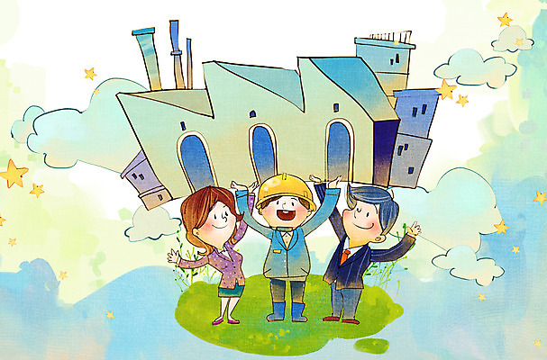 전신 PSD 구름 건축물 여자 남자 일러스트 비즈니스 공장 협력 노동자 서기 들기 사람 성인 건물 세명 도움 직장인 비즈니스맨 목표 안전모 동료 열정 화합 노사화합 노사관계 노사협력 성인만 국내일러스트 자연요소 직업 건축 감정 컨셉 공업 관계 모션 헬멧 안전장비 파일형식