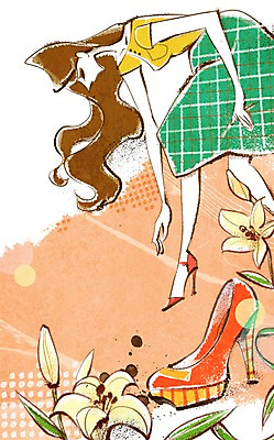 전신 PSD 식물 우먼라이프 라이프스타일 잡화 여자 꽃 구두 일러스트 고개숙이기 한명 서기 사람 성인 라이프 뷰티 변화 하이힐 여성화 여자만 여자한명만 성인여자만 성인만 국내일러스트 1 신발 컨셉 모션 숙이기 생활 파일형식