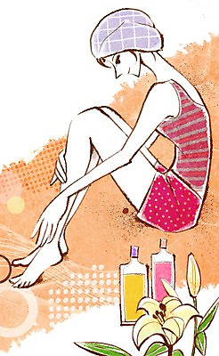 전신 PSD 식물 우먼라이프 라이프스타일 여자 꽃 일러스트 한명 사람 앉기 성인 라이프 수건 뷰티 변화 상품 로션 바디로션 여자만 여자한명만 성인여자만 성인만 국내일러스트 1 컨셉 모션 생활 위생용품 화장품 파일형식