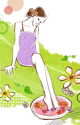 전신 PSD 식물 우먼라이프 라이프스타일 여자 꽃 일러스트 발 한명 사람 앉기 성인 라이프 물 뷰티 건강관리 변화 족욕 대아 여자만 여자한명만 성인여자만 성인만 국내일러스트 자연요소 1 컨셉 모션 건강 관리 생활 신체부위 파일형식