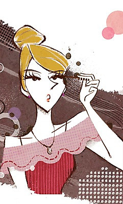 PSD 우먼라이프 라이프스타일 여자 일러스트 한명 들기 사람 상반신 성인 라이프 화장 뷰티 화장품 화장용품 변화 마스카라 눈화장 여자만 여자한명만 성인여자만 성인만 국내일러스트 1 컨셉 모션 생활 미용용품 파일형식