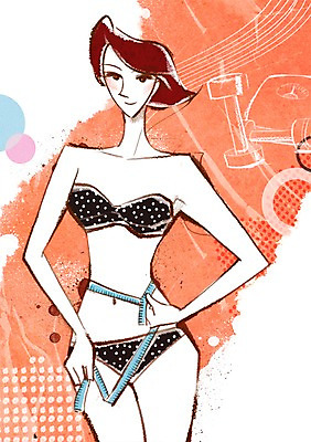 PSD 우먼라이프 라이프스타일 여자 수영복 다이어트 일러스트 줄자 한명 서기 사람 상반신 성인 라이프 뷰티 운동기구 아령 변화 몸무게 체중계 여자만 여자한명만 성인여자만 성인만 국내일러스트 1 옷 컨셉 모션 자 건강 생활 헬스 파일형식