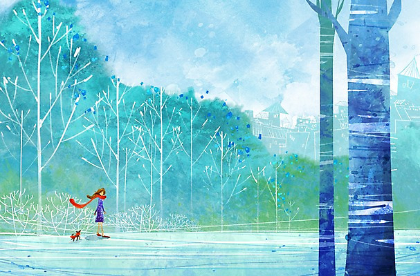 전신 PSD 나무 식물 동물 사계절 계절 여자 어린이 백그라운드 겨울 일러스트 자연 한명 서기 사람 소녀 산책 강아지 감성 여자만 여자한명만 어린이만 소녀만 소녀한명만 겨울배경 국내일러스트 1 컨셉 모션 휴식 반려동물 개 생태계 파일형식