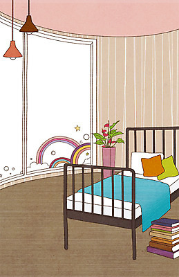 PSD 식물 구름 별 화분 가구 백그라운드 무지개 쿠션 일러스트 창문 상상 조명 상상일러스트 사람없음 장식 책 인테리어 쌓기 침실 이불 방 침대 오브젝트 국내일러스트 자연요소 디자인 생활용품 침구 모션 파일형식