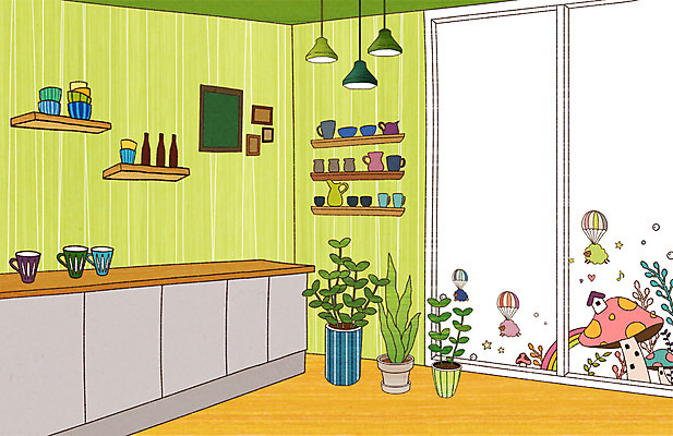 PSD 식물 동물 화분 가구 액자 백그라운드 일러스트 상상 주전자 조명 선반 주택 상상일러스트 사람없음 건물 장식 컵 인테리어 주방 버섯 양 오브젝트 싱크대 낙하산 국내일러스트 식기 건축물 디자인 생활용품 포유류 주방용품 개수대 파일형식