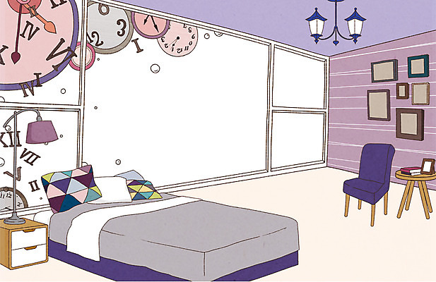 PSD 시계 가구 액자 백그라운드 쿠션 의자 일러스트 창문 상상 탁자 조명 상상일러스트 사람없음 장식 인테리어 침실 이불 방 침대 스탠드 오브젝트 서랍장 국내일러스트 디자인 생활용품 침구 파일형식