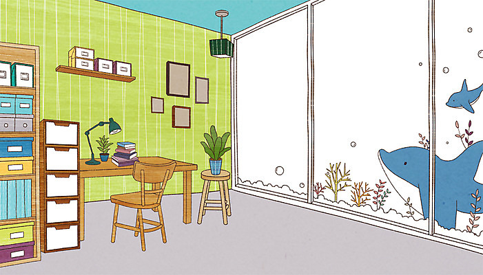 PSD 식물 동물 화분 가구 액자 백그라운드 의자 일러스트 창문 상상 조명 책장 선반 상상일러스트 사람없음 장식 책 인테리어 방 스탠드 책상 오브젝트 돌고래 서랍장 국내일러스트 디자인 생활용품 포유류 수중동물 파일형식