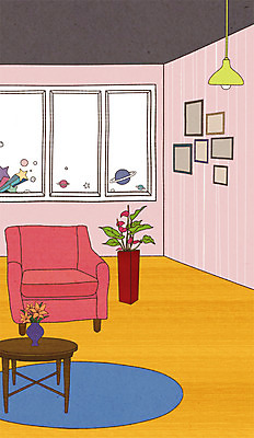 PSD 식물 꽃 별 화분 가구 액자 백그라운드 거실 의자 일러스트 창문 상상 탁자 조명 상상일러스트 사람없음 장식 인테리어 소파 우주 꽃병 카펫 행성 오브젝트 국내일러스트 자연요소 디자인 생활용품 파일형식