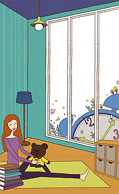 전신 PSD 여자 인형 시계 가구 백그라운드 일러스트 창문 상상 조명 상상일러스트 한명 사람 앉기 성인 장식 책 인테리어 장난감 쌓기 카펫 방 스탠드 오브젝트 서랍장 여자만 여자한명만 성인여자만 성인만 국내일러스트 1 디자인 생활용품 모션 파일형식