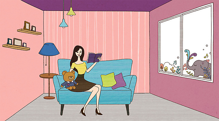 전신 PSD 동물 여자 인형 가구 백그라운드 쿠션 의자 일러스트 창문 상상 조명 코끼리 선반 상상일러스트 한명 들기 사람 앉기 성인 장식 책 인테리어 소파 장난감 방 스탠드 오브젝트 여자만 여자한명만 성인여자만 성인만 국내일러스트 1 디자인 생활용품 포유류 모션 파일형식