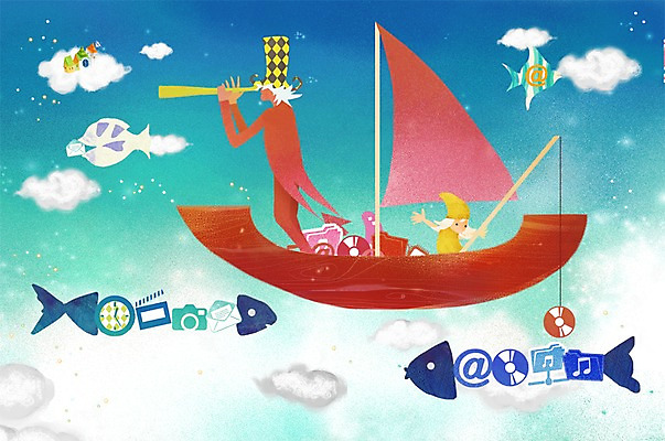 전신 PSD 구름 모자 남자 시계 일러스트 상상 낚시 정보기술 상상일러스트 어류 서기 사람 두명 판타지 카메라 망원경 CD 관찰 낚싯대 클래퍼보드 편지 스마트 언론 편리함 선박 남자만 국내일러스트 자연요소 잡화 컨셉 수상교통 모션 레저 기술 전자제품 수중동물 낚시용품 파일형식