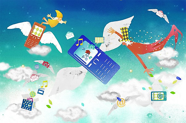 전신 PSD 구름 모자 남자 말풍선 날개 음표 일러스트 상상 하늘 정보기술 상상일러스트 사람 두명 스마트폰 판타지 클래퍼보드 편지 스마트 폴더 언론 편리함 남자만 국내일러스트 자연요소 기호 잡화 음악 컨셉 기술 핸드폰 스마트기기 파일 파일형식