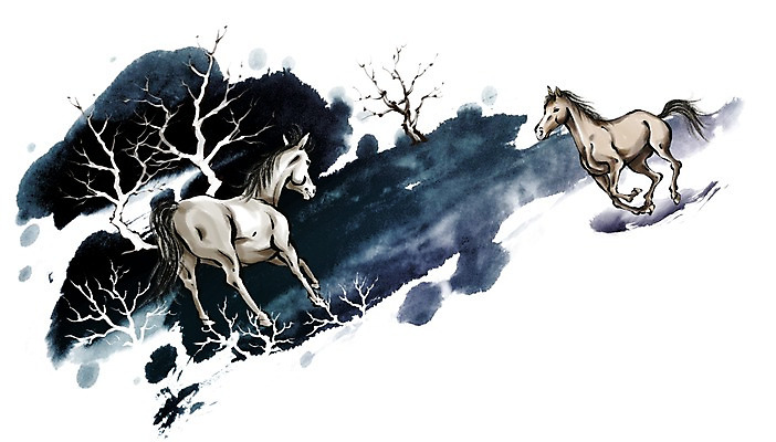 PSD 나무 식물 동물 계절 캘리배경 백그라운드 겨울 일러스트 캘리그라피 근하신년 새해 수묵화 사람없음 설원 십이지신 눈 말_동물 동양화 말띠 2014년 손그림 갑오년 겨울배경 국내일러스트 자연요소 포유류 날씨 눈_날씨 미술 연도 파일형식