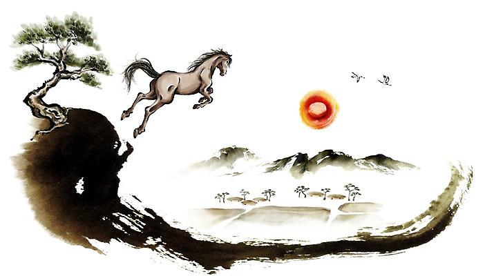 PSD 나무 식물 동물 캘리배경 백그라운드 일러스트 캘리그라피 조류 근하신년 새해 산 수묵화 사람없음 달리기 태양 학 십이지신 소나무 말_동물 동양화 말띠 2014년 손그림 갑오년 국내일러스트 자연요소 포유류 모션 미술 연도 파일형식