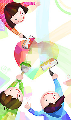 PSD 식물 여자 남자 행복 캠페인 무지개 일러스트 함께함 희망프로젝트 사랑 들기 사람 상반신 세명 희망 페인트 하트 붓 페인트칠 풀 사랑나눔 더불어사는사회 롤러 국내일러스트 자연요소 모양 감정 컨셉 모션 페인팅 나눔 파일형식