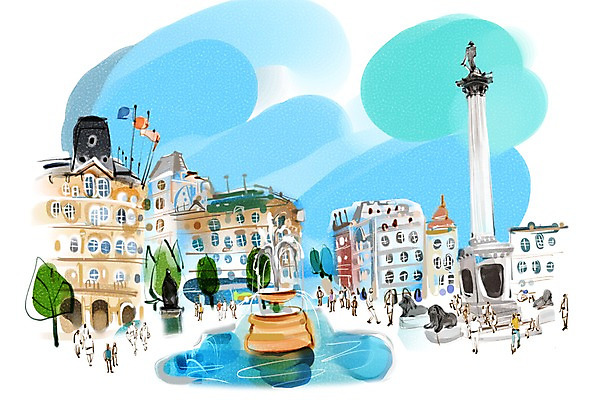 전신 PSD 나무 식물 해외 건축물 여자 남자 유럽 여행 백그라운드 일러스트 유럽풍경 해외건축 영국 서기 사람 풍경 여러명 성인 건물 관광지 도시풍경 조각상 깃발 도시 분수 광장 세계명소 트라팔가광장 분수_분수대 성인만 국내일러스트 건축 나라 다수 모션 조형물 런던 분수대 파일형식