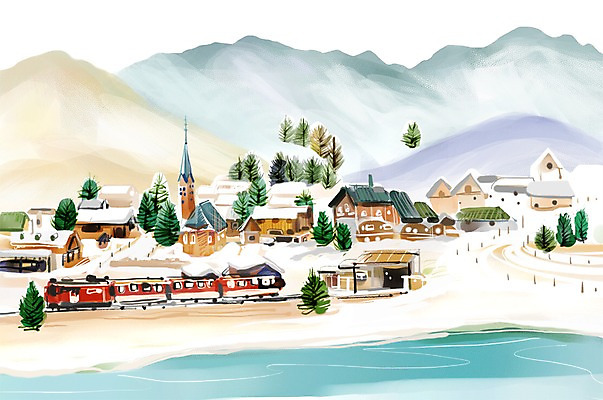 PSD 나무 식물 해외 건축물 유럽 여행 백그라운드 일러스트 유럽풍경 해외건축 산 거리 주택 풍경 사람없음 건물 관광지 도시풍경 기찻길 기차 도시 스위스 세계명소 철도의날 국내일러스트 건축 나라 육상교통 대중교통 파일형식 법정기념일