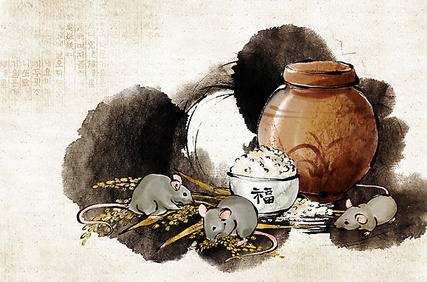 PSD 동물 전통 일러스트 밥 세마리 수묵화 사람없음 벼 쌀 십이지신 항아리 쥐띠 쥐 동양화 이삭 과거 밥그릇 국내일러스트 그릇 음식 컨셉 곡류 3 미술 도자기 설치류 파일형식