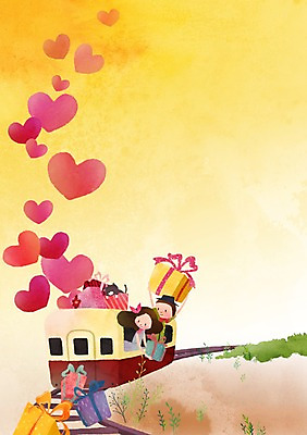 PSD 식물 라이프스타일 커플 여자 남자 커플라이프 백그라운드 일러스트 선물 사랑 들기 사람 상반신 성인 두명 선물상자 기찻길 기차 하트 풀 성인만 국내일러스트 모양 감정 육상교통 관계 모션 대중교통 생활 상자 파일형식