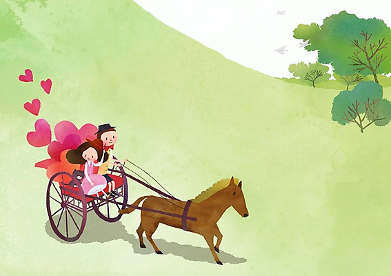 전신 PSD 나무 식물 라이프스타일 커플 여자 남자 교통수단 커플라이프 백그라운드 일러스트 사랑 사람 앉기 성인 두명 하트 말_동물 마차 성인만 국내일러스트 모양 감정 교통 포유류 관계 모션 생활 파일형식