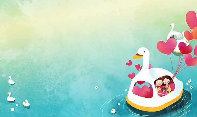 PSD 동물 라이프스타일 커플 여자 남자 호수 커플라이프 백그라운드 일러스트 오리 사랑 사람 앉기 상반신 성인 두명 강 하트 풍선 오리배 성인만 국내일러스트 모양 감정 관계 모션 조류 생활 파일형식