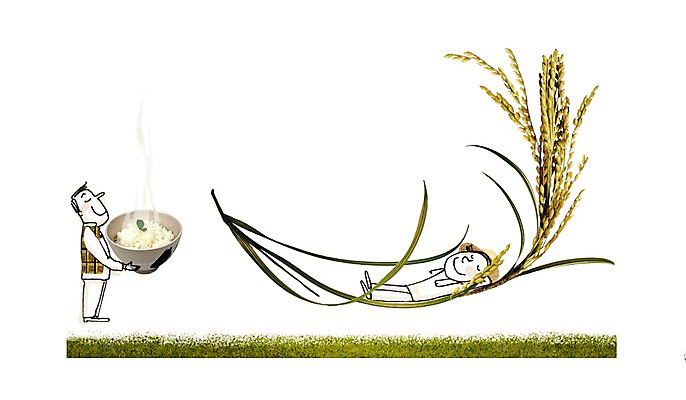 전신 PSD 식물 편집 편집이미지 식기 남자 백그라운드 포토일러 밥 휴식 합성일러스트 서기 사람 성인 두명 눕기 벼 쌀 풀 디지털합성 편집일러스트 이삭 밥그릇 남자만 성인남자만 성인만 이미지편집 그릇 음식 컨셉 모션 곡류 파일형식