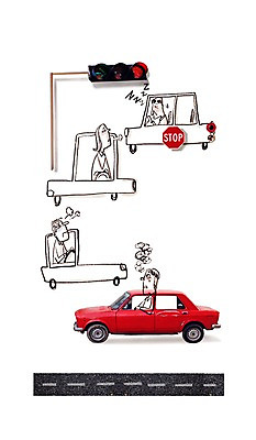 PSD 편집 편집이미지 여자 남자 백그라운드 교통 자동차 포토일러 합성일러스트 사람 앉기 여러명 상반신 성인 운전 혼잡 신호등 디지털합성 편집일러스트 러시아워 성인만 이미지편집 육상교통 다수 모션 파일형식