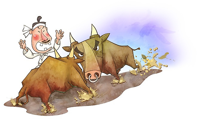 PSD 동물 캐릭터 전통 남자 전통문화 문화 일러스트 놀이 전통캐릭터 한명 서기 사람 상반신 성인 라이프 전통놀이 소 전통의상 한복 즐거움 싸움 남자만 남자한명만 성인남자만 성인만 일러캐릭터 1 한국전통 감정 포유류 모션 생활 파일형식