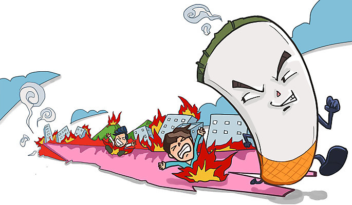 전신 PSD 건축물 남자 캠페인 일러스트 불 흡연 담배 건강 서기 사람 성인 두명 건물 건강관리 금지 화재 금연 기호식품 남자만 성인남자만 성인만 국내일러스트 자연요소 건축 음식 모션 관리 사건 사회이슈 파일형식