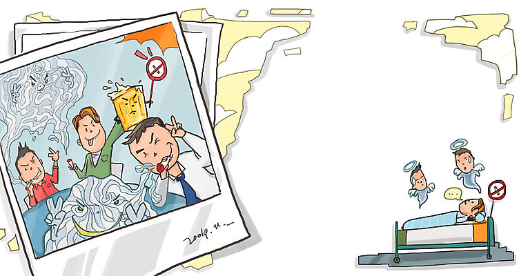 PSD 남자 캠페인 의자 일러스트 탁자 흡연 담배 건강 병원 사람 앉기 여러명 성인 건강관리 금지 침대 죽음 음주 금연 기호식품 금주 기념사진 남자만 성인남자만 성인만 국내일러스트 음식 가구 다수 의학 모션 관리 사회이슈 파일형식