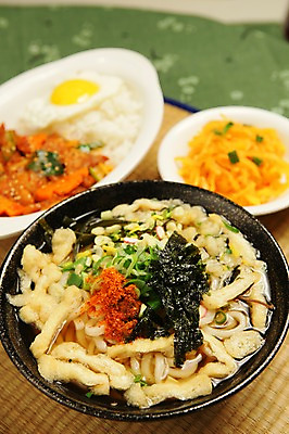 포토 JPG 그릇 접시 음식 밥 반찬 사람없음 아웃포커스 대접 면류 면 김 계란프라이 돗자리 우동 파 고춧가루 김가루 유부 일본음식 국내포토 식기 채소 촬영기법 해조류 김_해조류 계란요리 가루 파일형식