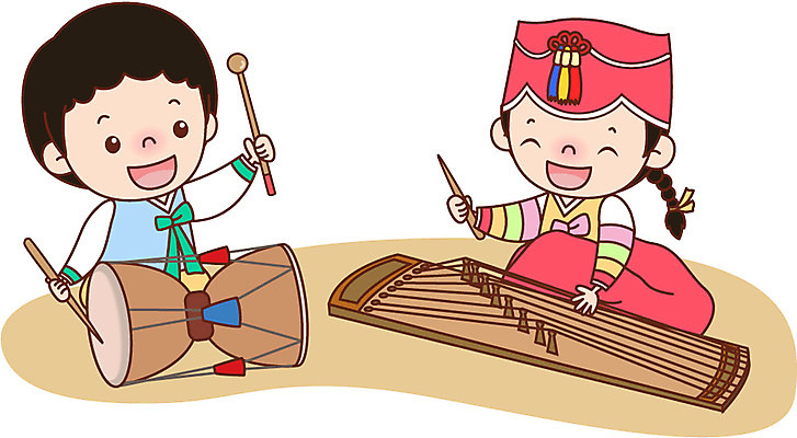 캐릭터 한국문화 한국전통 전통 여자 명절 남자 전통문화 어린이 악기 음악 연주 일러스트 새해 국악기 국악 사람 앉기 소녀 소년 상반신 두명 설날 한복 신년캐릭터 장구 가야금 어린이만 국내일러스트 일러캐릭터 AI파일 동양문화 기념일 문화 모션 현악기 문화예술 타악기 한국 전통의상 파일형식 벡터