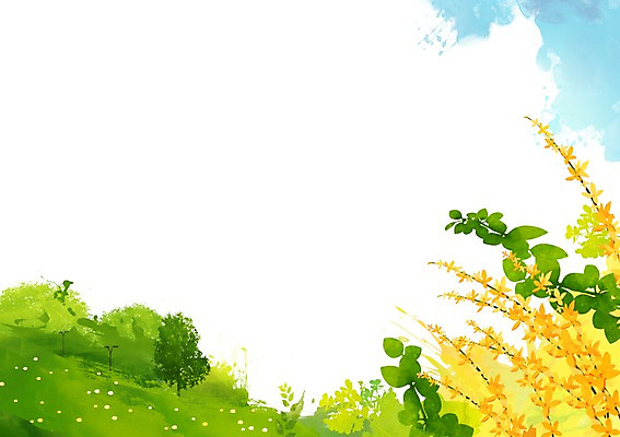 PSD 나무 식물 계절 꽃 백그라운드 일러스트 자연 풍경 초원 사람없음 봄풍경 봄 풀 개나리 봄배경 국내일러스트 생태계 파일형식