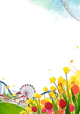 PSD 나무 식물 건축물 계절 꽃 백그라운드 일러스트 자연 풍경 사람없음 건물 봄풍경 봄 놀이공원 튤립 기구 열기구 풀 놀이기구 대관람차 롤러코스터 봄배경 국내일러스트 건축 항공교통 테마파크 생태계 파일형식