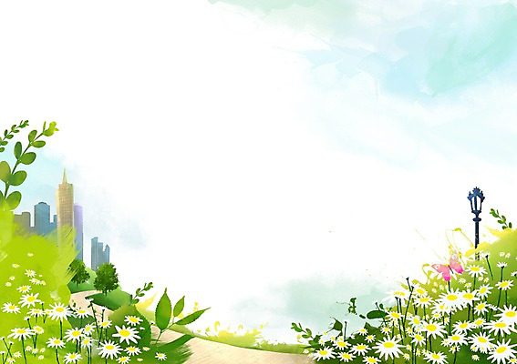 PSD 나무 식물 건축물 계절 공원 꽃 길 백그라운드 꽃밭 가로등 일러스트 자연 풍경 빌딩 사람없음 건물 봄풍경 봄 풀 봄배경 국내일러스트 공공시설 건축 생태계 파일형식