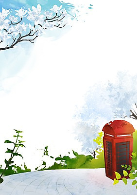 PSD 나무 식물 계절 꽃 백그라운드 일러스트 자연 풍경 사람없음 봄풍경 봄 풀 공중전화 목련 봄배경 국내일러스트 전화기 생태계 파일형식