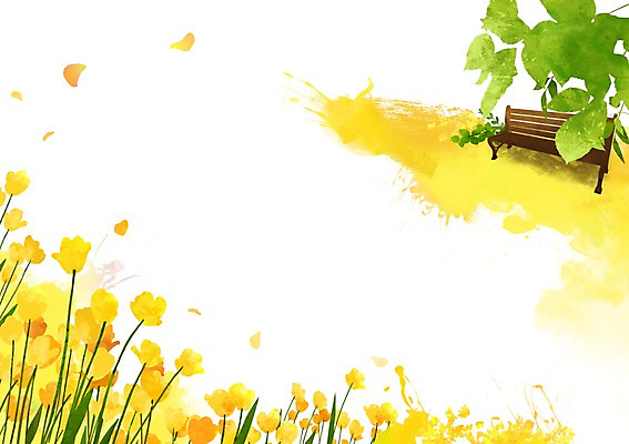 PSD 나무 식물 계절 꽃 백그라운드 벤치 의자 일러스트 자연 풍경 사람없음 봄풍경 봄 튤립 풀 봄배경 국내일러스트 가구 생태계 파일형식