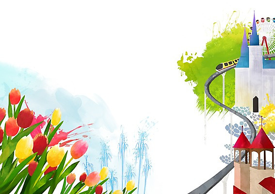 PSD 나무 식물 건축물 계절 꽃 백그라운드 일러스트 자연 풍경 사람없음 건물 물 봄풍경 봄 놀이공원 튤립 풀 놀이기구 분수 대관람차 롤러코스터 분수_분수대 봄배경 국내일러스트 자연요소 건축 테마파크 생태계 분수대 파일형식