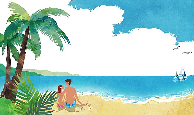 PSD 나무 식물 동물 커플 여자 남자 수영복 행복 바다 커플라이프 요트 데이트 일러스트 갈매기 조류 휴가 함께함 사랑 사람 앉기 상반신 성인 해변 두명 여름휴가 바캉스 모래사장 야자수 마주보기 선박 성인만 국내일러스트 라이프스타일 옷 감정 컨셉 수상교통 배_교통 관계 모션 파일형식 여름_계절